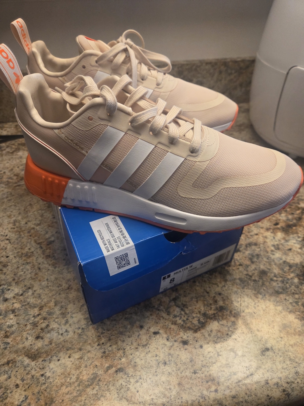 Adidas Women's Beige and Orange Running Sneakers